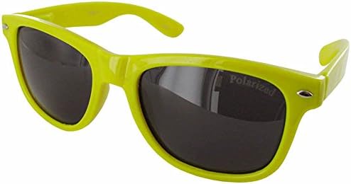 Polarized Eyewear Shiny Wayfarer Style Sunglasses, Yellow / Grey