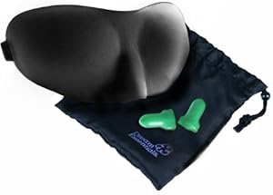 Dream Essentials Sweet Dreams Contoured Sleep Mask with Earplugs and Carry Pouch, Black
