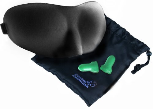 Dream Essentials Sweet Dreams Contoured Sleep Mask with Earplugs and Carry Pouch - Black