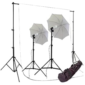 CowboyStudio 550 Watt Photo Studio Continuous Lighting Kit, 10 X 12ft White Muslin Backdrop with Background Support System & Carry Case