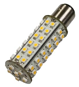 The Brightest Ba15s LED Light Bulb Replacement - Warm White Color - 2nd Generation with 66 LED's - Single Contact Base - 10-30V DC