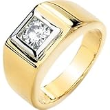 14K Yellow Gold Created Moissanite Men's Ring