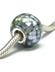 Sterling Silver Mother Of Pearl Mop Charm Bead For Pandora Troll Biagi Chamilia European Charm Bracelets