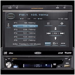 Jensen Vm9214 In-dash All-in-one Dvd Cd Mp3 Receiver with 7 Inch Flip Out Motorized Touch Screen Monitor with Usb Slot + Built in Ipod and Iphone Interface