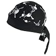New Black Pirate Skull, Sewn - Molded Bandana Bandanna, Biker Hat Cap, Head Scarf