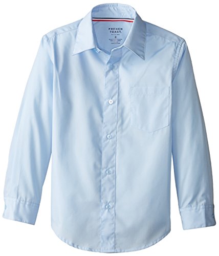 French Toast Big Boys' Long Sleeve Poplin Dress Shirt, Light Blue, 12