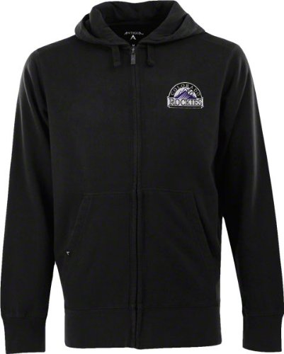 Colorado Rockies Black Signature Full-Zip Fleece Hooded Sweatshirt