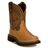 Justin Gypsy Women's Cognac Ostrich Print Boot 9 M US
