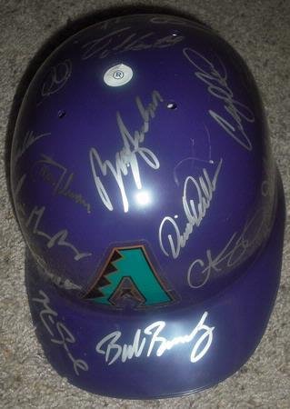 Arizona Diamondbacks 2001 World Series Winning Team Autographed / Signed Batting Helmet - Autographed MLB Helmets and Hats