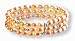 Triple Strand Silver Bead Elastic Cultured Pearl Bracelet, Peach