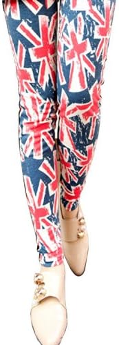 Melody Women Patriot Patriotic Great Britain British UK Country Flag Legging Tregging Tight Ankle Length Footless FFL149 One Size (S/M)