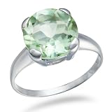 10MM Green Amethyst Ring In Sterling Silver 3.30 CT (Available In Sizes 5-9)