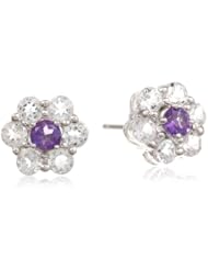 Sterling Silver Gemstone Flower Earring Stud Earrings (1.70 cttw)