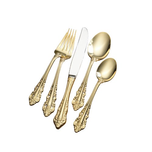 Wallace Gold Plate Antique Baroque 180 80-Piece Flatware Set Service for 12