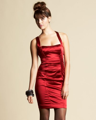 bebe Satin Sheath Dress – SLEEK RED 