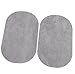 1 Pair Oval Flocking Fabric Iron on Elbow Knee Patches 18x11cm (Light Grey)