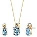 Jewelry : Classical Inspiration 2.32 cts Oval Checkerboard Swiss Topaz Diamond Pendant Earrings Set 14Kt Yellow Gold