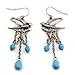Antique Silver Swallow & Blue Bead Drop title=