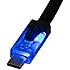 6.5 ft LED Light Up Flat Micro USB Cable - LED turns OFF when plugged in - Extra Long 2 meter Cable - Universal Charging and Data Sync Cord with Flat Tangle Free Noodle Ribbon style, Blue LED Lighted Head Cable for Android/Windows Smartphones and Tablets (Samsung, Motorola, Microsoft, Nokia, HTC, Droid, Blackberry, ASUS, Google, Acer, HP, Galaxy) (Black 2 meter)