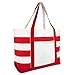 DALIX Striped Boat Bag Premium Cotton Canvas Tote in Red