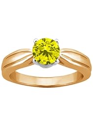 0.80 Ct Round Canary SI1/SI2 Diamond 14K Yellow Gold Ring