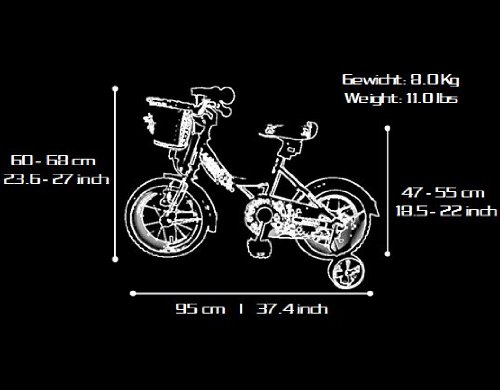 bike*star 30.5cm (12 Inch) Kids Children Bike Bicycle - Colour Pink & White