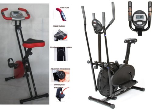 GYM MASTER Magnetic X-Bike HY5010 in RED+EXERCISE BIKE - Cross Trainer 2 In 1 /Delivery-UK MAINLAND ONLY