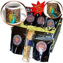 Birds - Colorful Peacock - Coffee Gift Baskets - Coffee Gift Basket by Decaf Espresso Roast
