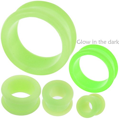 1 Pair 0 gauges 0g 0 G 8mm Silicone Glow in the dark plug Flesh Tunnel Stretchers Expanders Earlets Ear plugs