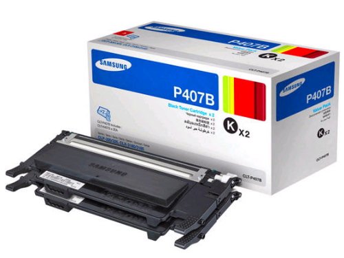 Samsung CLT-P407B/XAA Value Pack - Black Toner x 2 (CLP-325W, CLX-3185, CLX-3185FW) On Sale