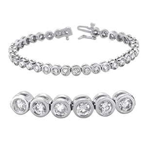 14k White Gold Tube Set Diamond Bracelet - JewelryWeb