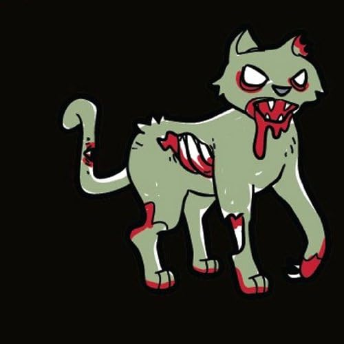 Family Car Stickers 2 inches tall Vinyl Auto Decal, Zombie Cat (Made in the USA)
