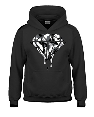 Artix Black and White Camouflaged Diamond Unisex Hoodie Sweatshirts Large Black