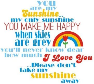 Newdecor Home Decor Vinyl Wall Quote Sticker Pop Song You Are My Sunshine Decal Art Mural Wallpaper
