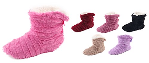 Enimay Women's Casual Fashion Faux Fur Plush Non Slip House Bootie Slippers