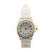 White and Gold Silicone Gel Ceramic Style Band Crystal Bezel Watch