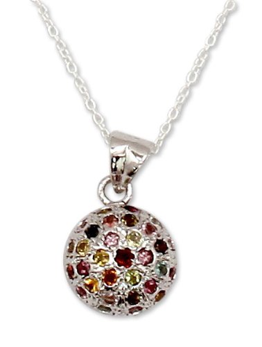 Tourmaline pendant necklace, ‘Joyous’ – Modern Sterling Silver and Tourmaline Pendant Necklace