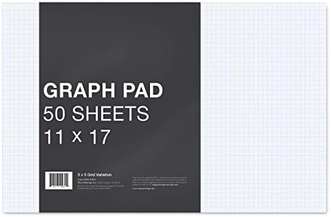 VELA Graph Pad, 11 x 17, 50 Sheets, Premium 28lb Heavyweight Paper, 50pt Backing, Class-2 'Optimized' Pad (5x5 Grid Variation)