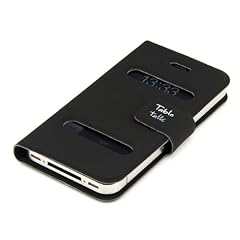 Table Talk H�lle f�r Apple iPhone 4 / 4S in SCHWARZ - Anrufe annehmen und Uhrzeit sehen ohne die H�lle aufzuklappen von kwmobile