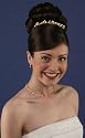Melody Gold Tiara: Sweet Flower Design Hand Wired Along The Gold Band are Crystal Beads, and Lustrous Ivory Faux Pearls