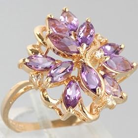 14K Yellow Gold Amethyst and Diamond Ring - OldCities Estate Jewelry by