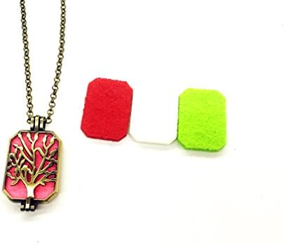 Aromatherapy Essential Oil Diffuser Necklace Jewelry~Tree Hollow Brush Finish Bronze Locket Pendant