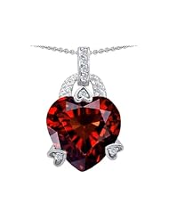 Original Star K (tm) Large Heart Shape 13mm Simulated Garnet Designer Pendant in 925 Sterling Silver