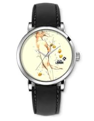 SPRAWL Aanalog Fashion Series Silver Ladies Watches of Genuine Black Leather Strap,Unique Wrist Watch for Women Girls Designed with Body Art