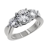 14K White Gold Moissanite 3 Stone 3 Prong Design (2.5 cttw equivalent)