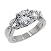 Jewelry : 14K White Gold Moissanite 3 Stone 3 Prong Design (2.5 cttw equivalent)