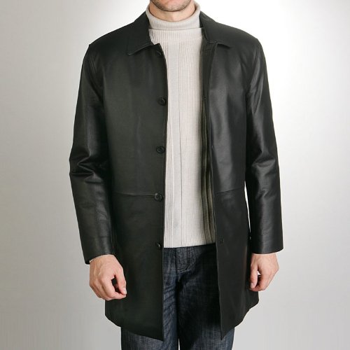 BGSD Men's Leather Car Coat - Regular, Tall, Big, Big & Tall