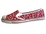 Buffalo Canvas Slipper rot / weiss schwarz / weiss Skull Totenköpfe