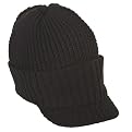 Men's Cuffed Knit Hat with Brim - Black