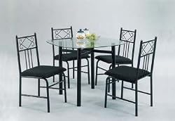 Charming Table and Chairs Dining Set, Black Finish